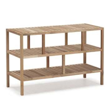 MARAWI - Estantería baja 3 estantes, madera maciza, 100 x 39,5 x 65 cm