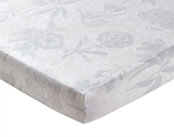 Drap-housse FLANELLE UNIE 160x200x28 gris galet en coton