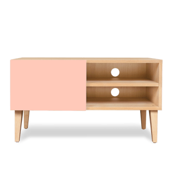 MIKE - Petit meuble TV en rose blush, 2 portes – 50*90*40