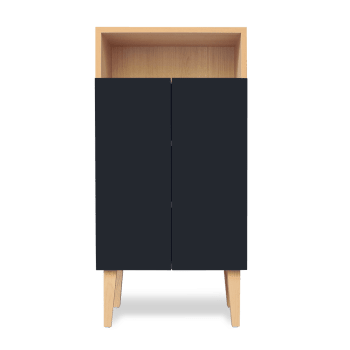 ENKI - Mueble de entrada, 2 puertas y 1 estante abierto gris 50x100x40