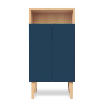 ENKI - Petit meuble d'entrée bleu nuit, 2 portes - 100*50*42