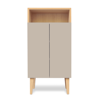 ENKI - Mueble de entrada, 2 puertas y 1 estante abierto beige 50x100x40