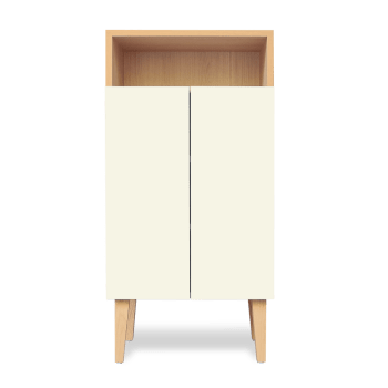 ENKI - Mueble de entrada, 2 puertas y 1 estante abierto blanco 50x100x40