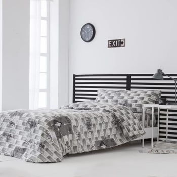 ROCK - Funda Nordica Infantil gris algodón poliéster 180x220 cama 105