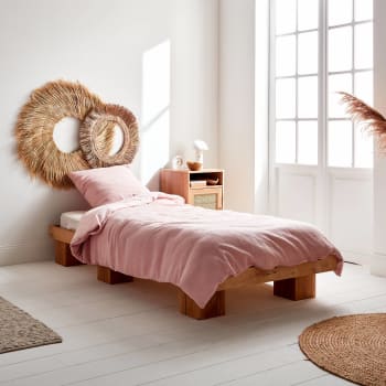 Alix - Parure de lit en gaze de coton rose 140cm sur 200cm
