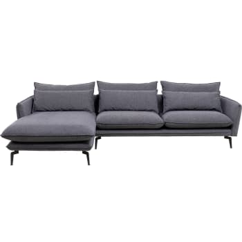 Monza - Moderno sofá esquinero gris con otomana a la izquierda 84x296x175c