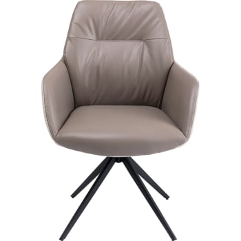 Amira - Chaise avec accoudoirs pivotante grise et acier noir