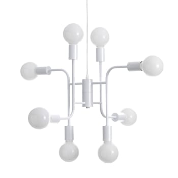 NANGA - Lampadario in metallo verniciato bianco opaco cm. H.43 x L.59 x P.59