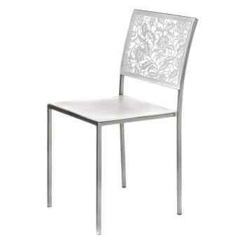 ADELE WHITE - Set 4 sedie in metallo finitura Alluminio seduta in ABS bianco