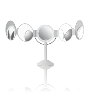 LALY - Specchio da tavolo con led in plastica bianco cm. L.25xP.20,5xH.46,5