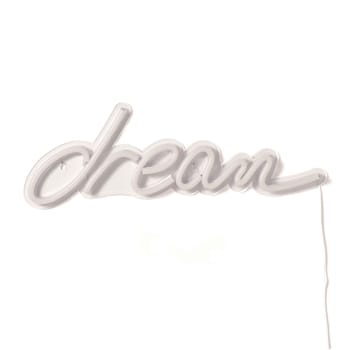 DREAM - Scritta luminosa da parete in acrilico bianca cm. H.15xL.45,5xP.1,6