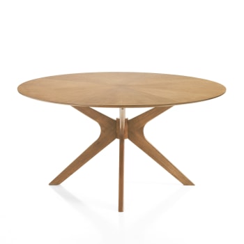 LEON - Tavolo rotondo effetto legno finitura rovere cm. H.75 x Ø.137