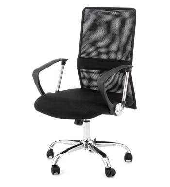 Lane - Silla de oficina en microfibra negra cm. Al.100/110 x l.63 x p.63