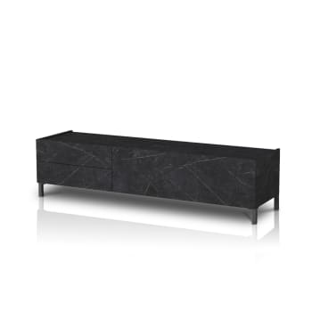 BURHAM BLACK MARBLE - Porta TV effetto legno finitura marmo nero cm. H.42 x L.160 x P.40