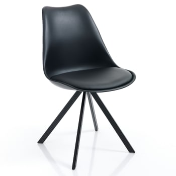 Sedia nera con gambe in metallo nero Wembley