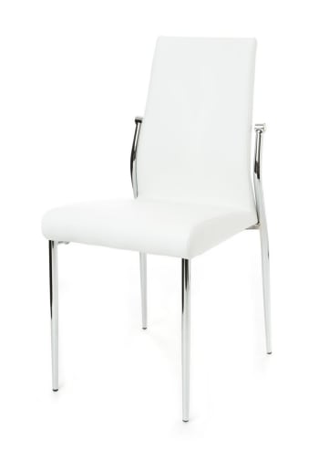 HUDSON WHITE - Set 4 sedie in pelle sintetica bianca cm. H.85 x L.41 x P.53