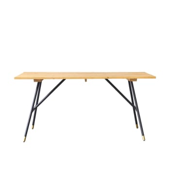 Robin - Table rectangulaire en pin massif et métal 6 pers.