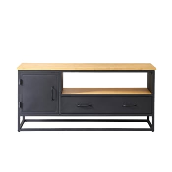 Robin - ?mueble tv de madera de pino maciza y metal de 120 cm