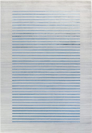 Kaysa - Gestreifter Skandinavischer Teppich Elfenbein/Blau/Grau 120x170