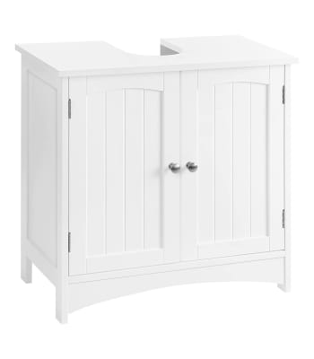 Mueble bajo lavabo blanco 2 puertas con 1 estantería - l60 cm