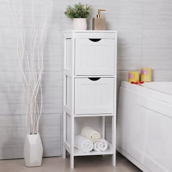 Cajonera de baño con 3 cajones de MDF y bambú blanca y marrón EASY LIFE