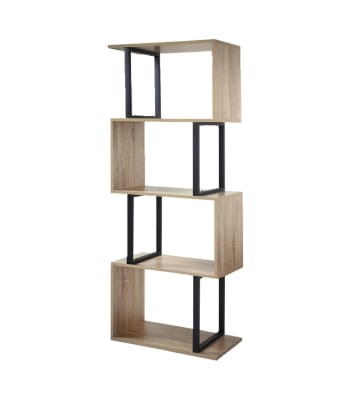 Bücherregal mit 4 Ebenen, Holzdekor und Metallständern - H148cm