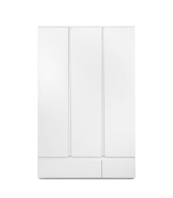 Armario 3 puertas 2 cajones blancos - 120 x 191 x 55 cm