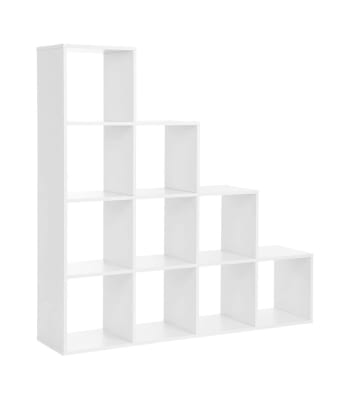 Treppenregal mit 10 Fächern Weiß - L129,5 cm