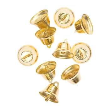 10 campanas pequeñas de metal dorado