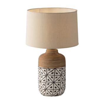Vietri - Lampada da tavolo Marrone in Ceramica e Tessuto 1xE27 22x41x41cm.