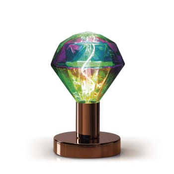 PUNTO LUCE - Lampada da tavolo in alluminio di color rame con bulbo diamante
