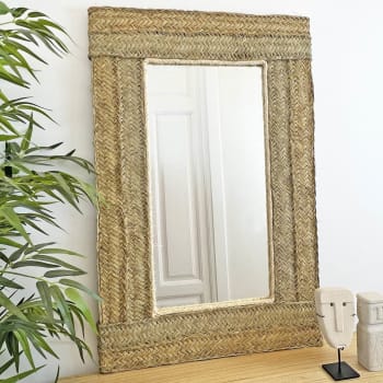 Tabarca - Espejo rectangular de esparto 52 x 42 cm
