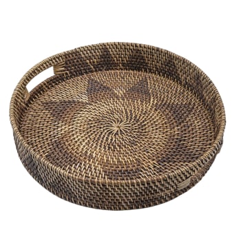 Maya - Plateau rond en rotin marron 40 cm