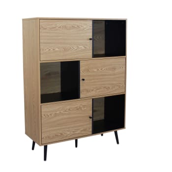 Credenza effetto legno rovere nodi e antracite MUSSALA