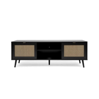 Villa - Mueble de tv con 4 puertas impresión rejilla y negro – 150 cm