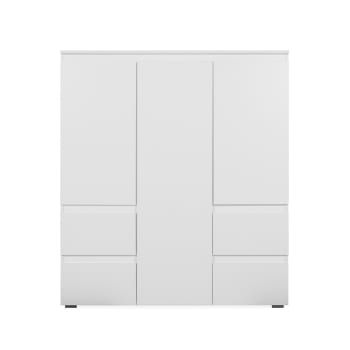 Highboard mit 3 Türen, 4 Schubladen, 5 Regalen - L116 x H131cm - weiß