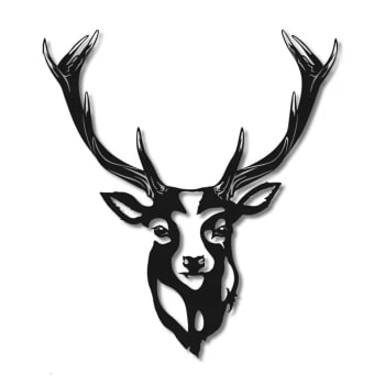 ANIMAL - Décoration murale tête de cerf en métal noir 40x45 cm