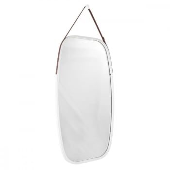 Idyllic - Miroir à suspendre en verre et bambou blanc 74x43cm