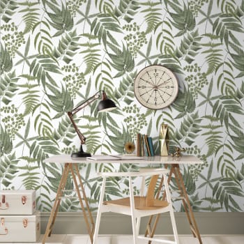 papier peint midsummer fern blanc vert 1005x52cm