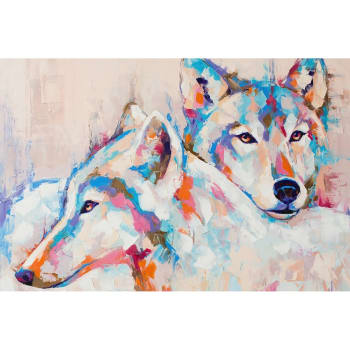 Animaux - Tableau sur toile peinture de loups 30x45 cm