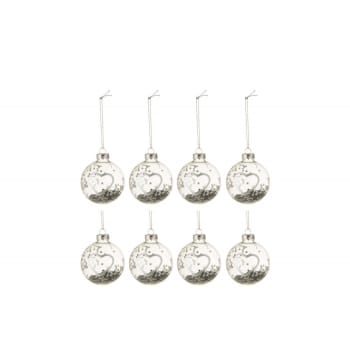 Lot De 35 Boules De Noël Floquées - 8/6/4 Cm, Décorations Sapin, Mariage, Fêtes