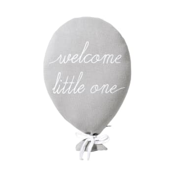 Coussin bébé coton tricoté ballon gris 40x25 cm