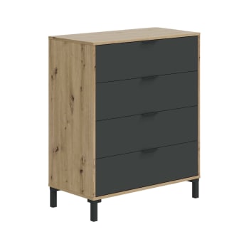 Dmaniero - Commode effet bois beige, anthracite 77x40 cm