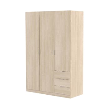 Armadio nero ad ante scorrevoli Mina, doghe in rovere Artisan, maniglia in acciaio nero, tanto