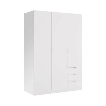 Dnespol - Guardaroba 3 ante effetto legno bianco 121x52h184 cm