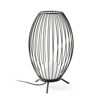 Cage - Lampada portatile in metallo per esterni grigio scuro