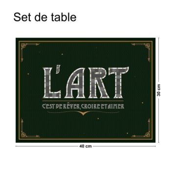 ART RÉTRO - Lot de 4 sets de table L 40xl 30cm Noir Vintage