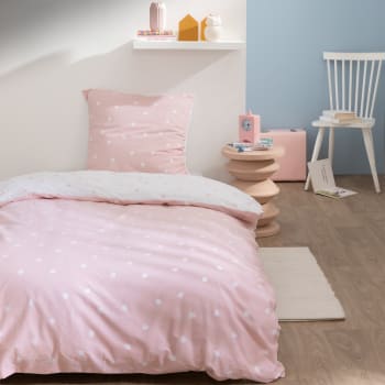 Pink spots - Parure de lit imprimée en coton Rose 140x200+65x65cm