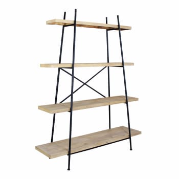 Shelfy - Libreria industriale in legno e metallo nera