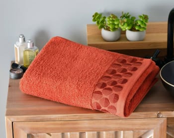 Servoptique - Drap de bain 70x140 orange terracotta en coton 450 g/m²